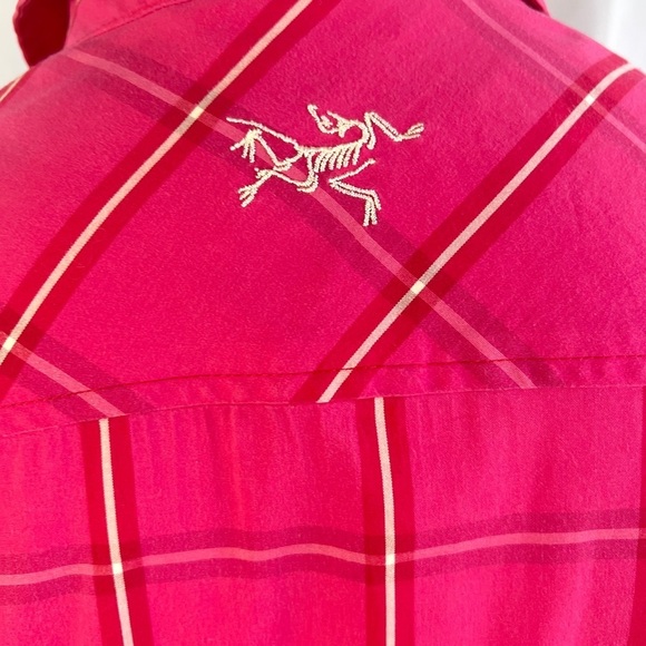 ARC’TERYX  PINK BUTTON DOWN SHIRT PLAID BUTTON DOWN SHIRT COTTON TOP SIZE MEDIUM - Picture 10 of 15